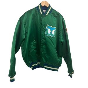 RARE Vintage Hartford Whalers Green Satin Starter Jacket Men's XL